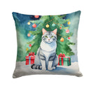 Aegean Cat By the Christmas Tree Throw Pillow - 14x14 Decorative Pillow – Art for Your Home & Patio