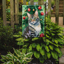 American Bobtail Christmas Garden Flag - Cat by the Christmas Tree - Cat-Themed Holiday Yard Decor