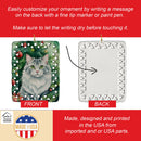 American Curl Cat By the Christmas Tree Porcelain Ornament
