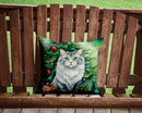 American Curl Cat By the Christmas Tree Throw Pillow - 14x14 Decorative Pillow – Art for Your Home & Patio
