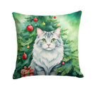 American Curl Cat By the Christmas Tree Throw Pillow - 14x14 Decorative Pillow – Art for Your Home & Patio