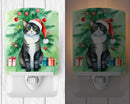 American Polydactyl Cat By the Christmas Tree Ceramic Night Light