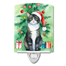 American Polydactyl Cat By the Christmas Tree Ceramic Night Light