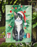 American Polydactyl Christmas Garden Flag - Cat by the Christmas Tree - Cat-Themed Holiday Yard Decor