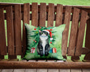 American Polydactyl Cat By the Christmas Tree Throw Pillow - 14x14 Decorative Pillow – Art for Your Home & Patio