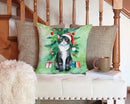 American Polydactyl Cat By the Christmas Tree Throw Pillow - 14x14 Decorative Pillow – Art for Your Home & Patio