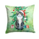 American Polydactyl Cat By the Christmas Tree Throw Pillow - 14x14 Decorative Pillow – Art for Your Home & Patio