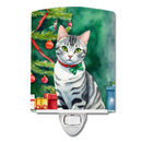 American Shorthair Cat By the Christmas Tree Ceramic Night Light