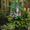 American Wirehair Christmas Garden Flag - Cat by the Christmas Tree - Cat-Themed Holiday Yard Decor