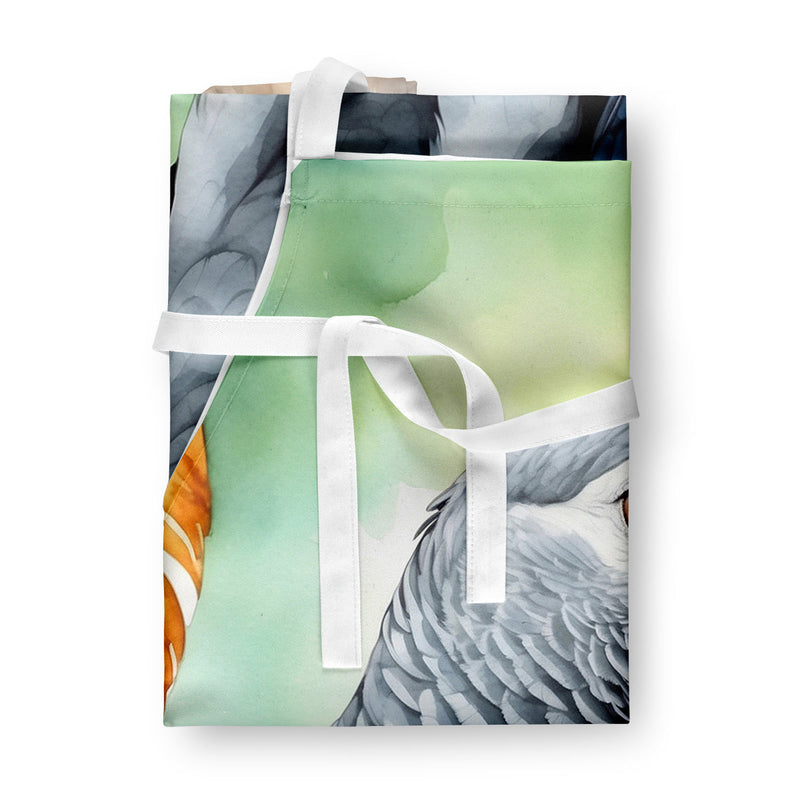 African Grey Parrot Apron – Artist-Designed Kitchen, BBQ & Craft Apron