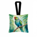 African Ringneck Parrot Hanging Square Fabric Ornament 3.5 × 3.5