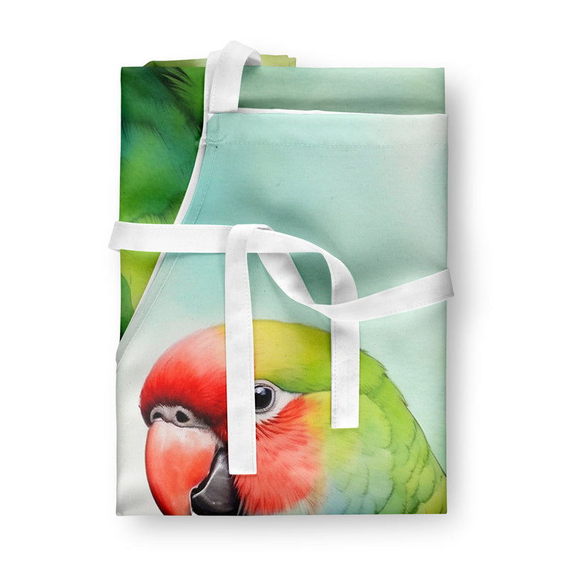 African Ringneck Parrot Apron – Artist-Designed Kitchen, BBQ & Craft Apron