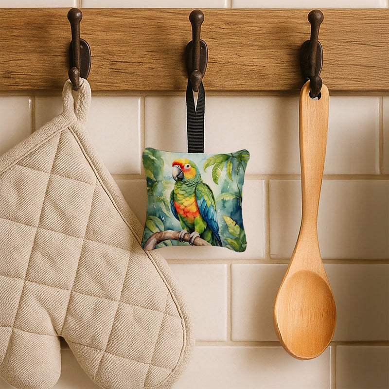 Amazon Parrot Hanging Square Fabric Ornament 3.5 × 3.5