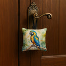 Blue and Gold Macaw Hanging Square Fabric Ornament 3.5 × 3.5