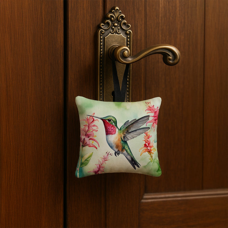 Broadtailed Hummingbird Hanging Square Fabric Ornament 3.5 × 3.5