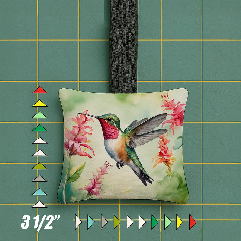 Broadtailed Hummingbird Hanging Square Fabric Ornament 3.5 × 3.5