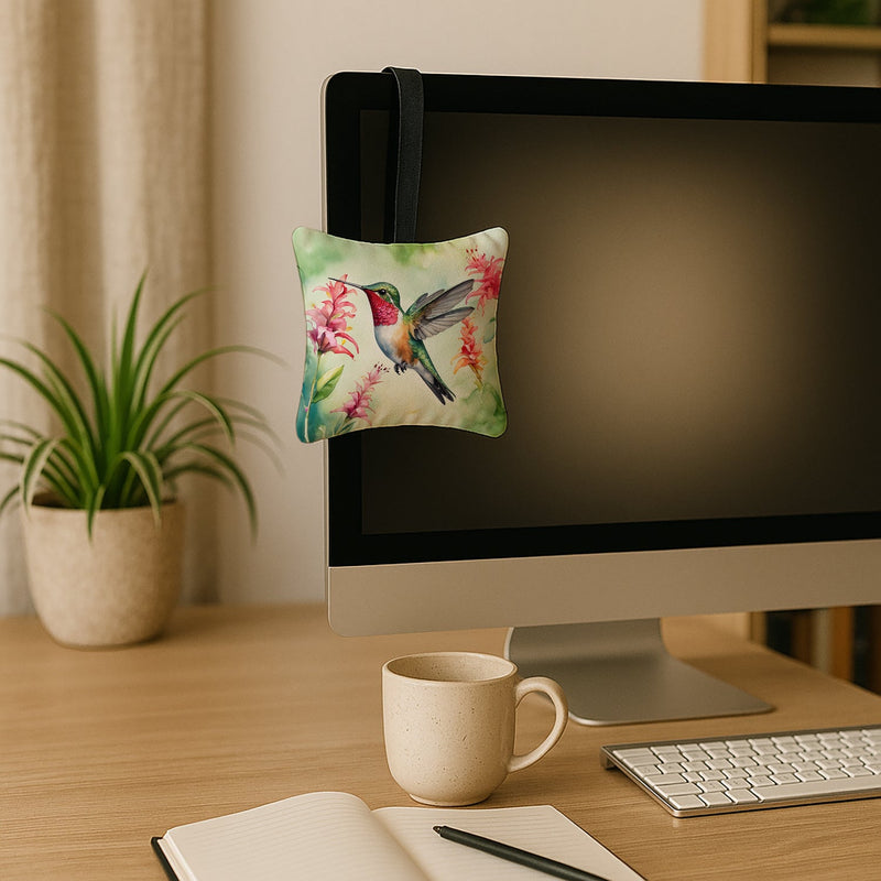 Broadtailed Hummingbird Hanging Square Fabric Ornament 3.5 × 3.5