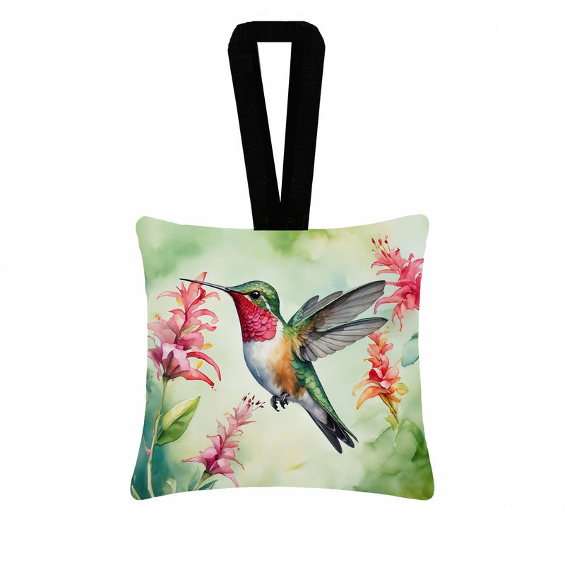Broadtailed Hummingbird Hanging Square Fabric Ornament 3.5 × 3.5