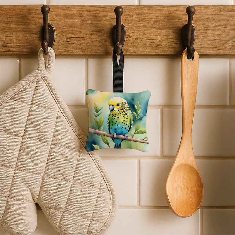 Budgerigar Hanging Square Fabric Ornament 3.5 × 3.5