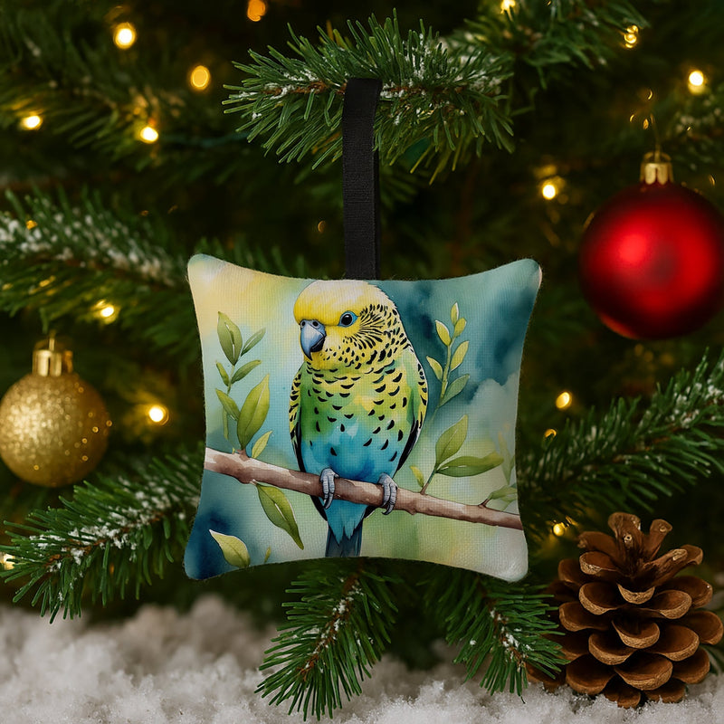 Budgerigar Hanging Square Fabric Ornament 3.5 × 3.5
