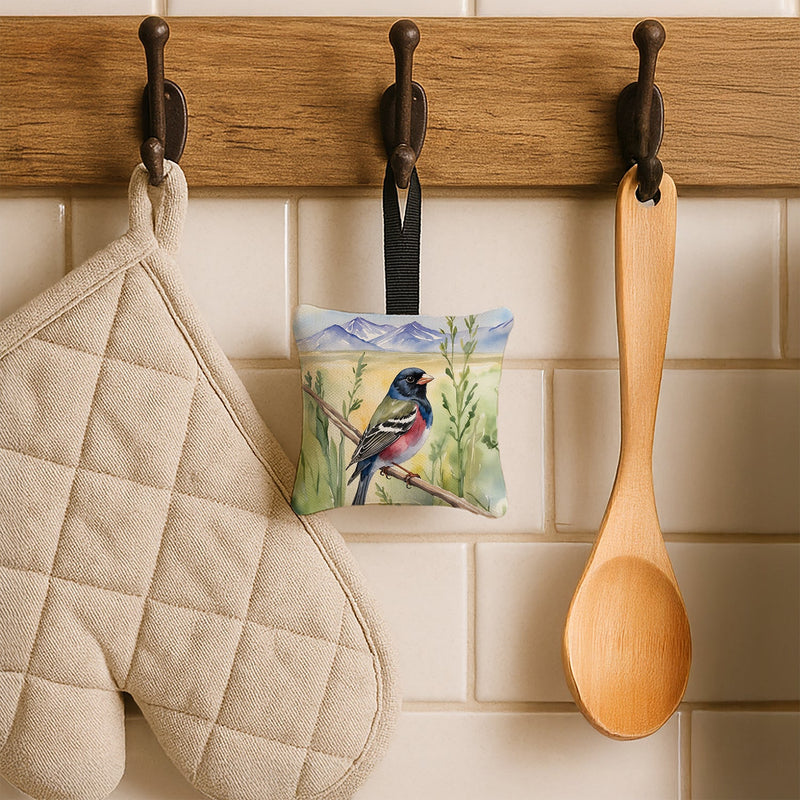Colorado Lark Bunting Hanging Square Fabric Ornament 3.5 × 3.5