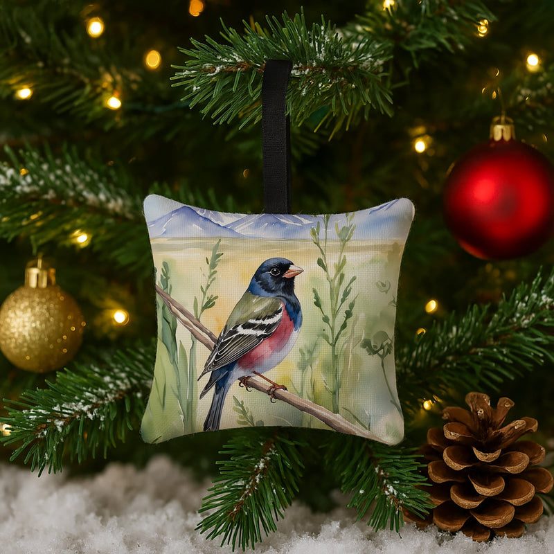 Colorado Lark Bunting Hanging Square Fabric Ornament 3.5 × 3.5