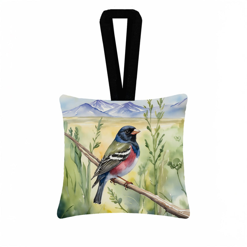 Colorado Lark Bunting Hanging Square Fabric Ornament 3.5 × 3.5