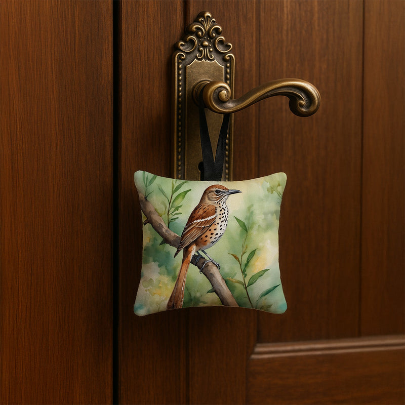 Georgia Brown Thrasher Hanging Square Fabric Ornament 3.5 × 3.5