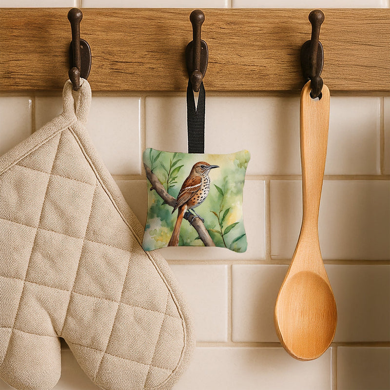 Georgia Brown Thrasher Hanging Square Fabric Ornament 3.5 × 3.5