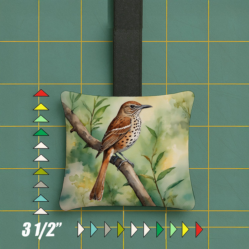 Georgia Brown Thrasher Hanging Square Fabric Ornament 3.5 × 3.5
