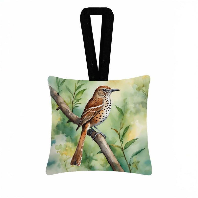 Georgia Brown Thrasher Hanging Square Fabric Ornament 3.5 × 3.5