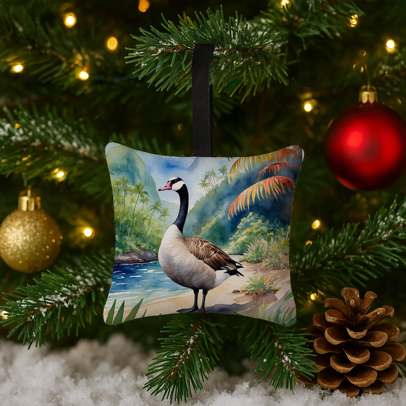 Hawaii Hawaiian Goose Hanging Square Fabric Ornament 3.5 × 3.5