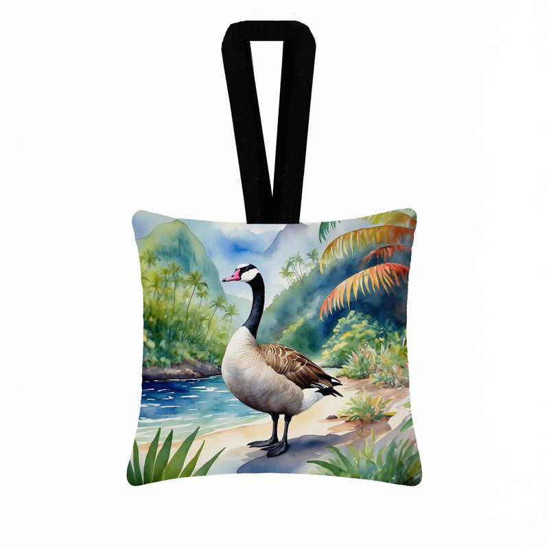 Hawaii Hawaiian Goose Hanging Square Fabric Ornament 3.5 × 3.5