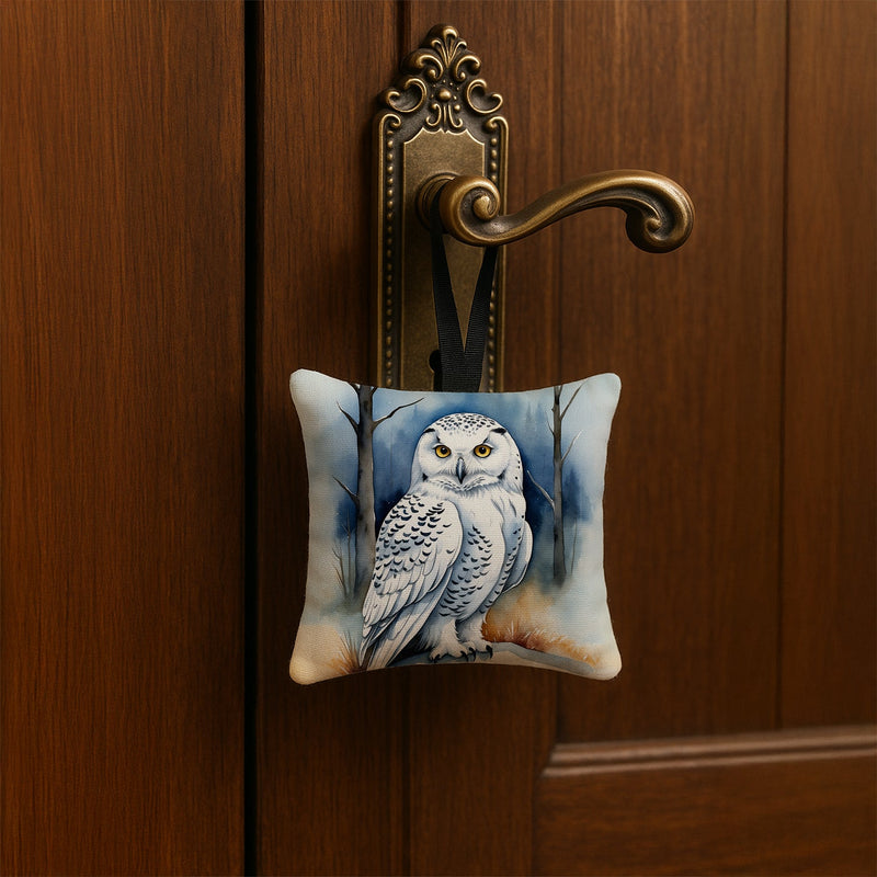 Snowy Owl Hanging Square Fabric Ornament 3.5 × 3.5