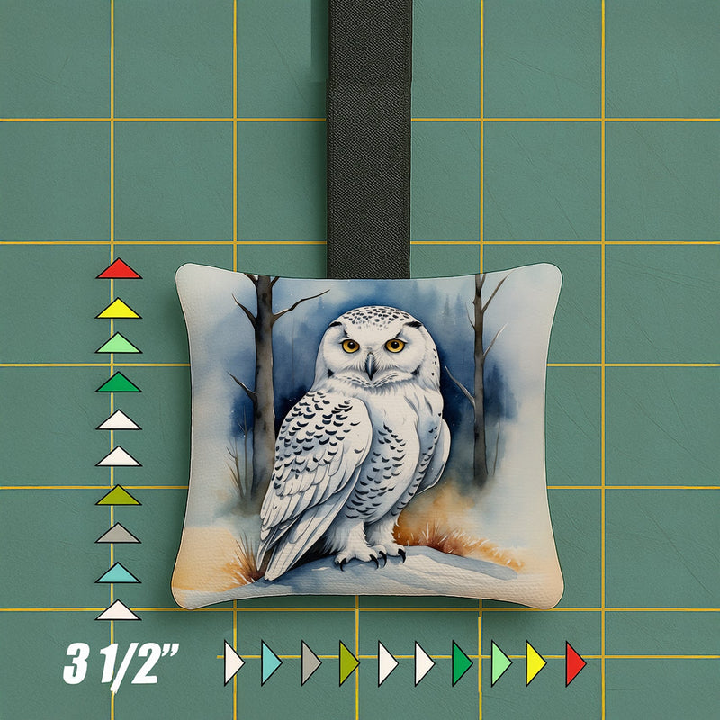 Snowy Owl Hanging Square Fabric Ornament 3.5 × 3.5