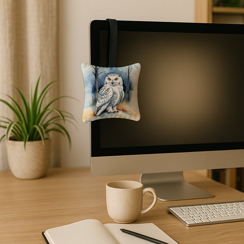 Snowy Owl Hanging Square Fabric Ornament 3.5 × 3.5