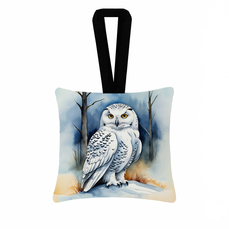 Snowy Owl Hanging Square Fabric Ornament 3.5 × 3.5