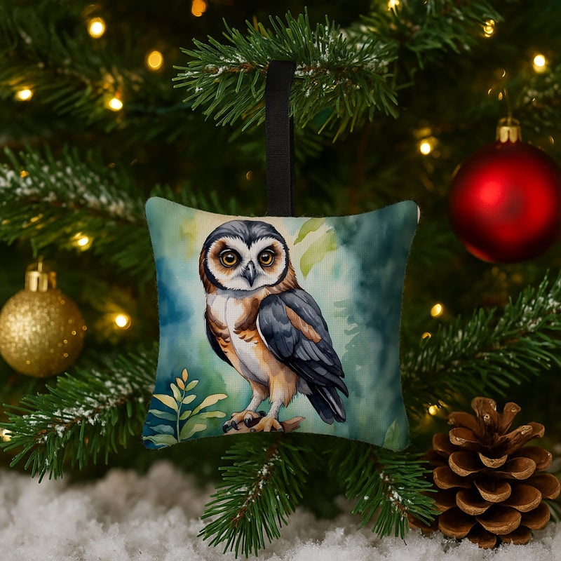 Spectacled Owl Hanging Square Fabric Ornament 3.5 × 3.5