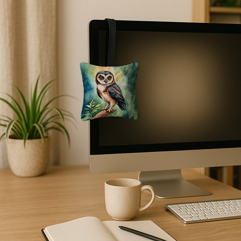 Spectacled Owl Hanging Square Fabric Ornament 3.5 × 3.5