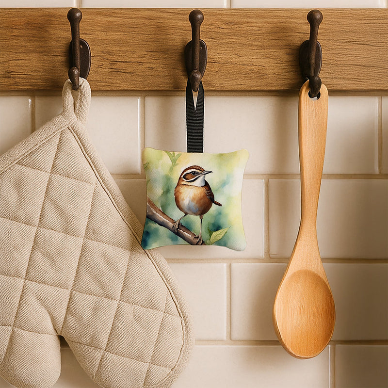 South Carolina Wren Hanging Square Fabric Ornament 3.5 × 3.5