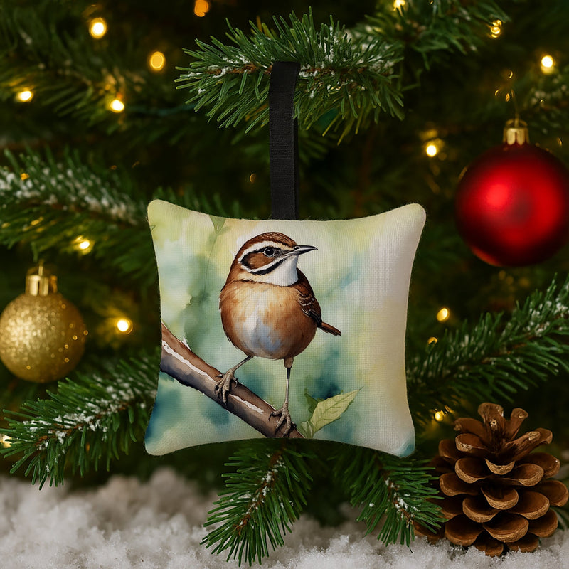 South Carolina Wren Hanging Square Fabric Ornament 3.5 × 3.5