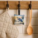Blue Heron Emerging as the day fades Hanging Square Fabric Ornament 3.5 × 3.5