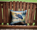 Blue Heron Emerging as the day fades Throw Pillow - 14x14 Decorative Pillow – Art for Your Home & Patio