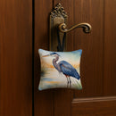 Blue Heron Emerging as the day fades Hanging Square Fabric Ornament 3.5 × 3.5