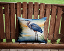 Blue Heron Emerging as the day fades Throw Pillow - 14x14 Decorative Pillow – Art for Your Home & Patio