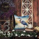 Blue Heron Emerging as the day fades Throw Pillow