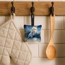 Blue Heron Under the Moonlight Hanging Square Fabric Ornament 3.5 × 3.5