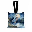 Blue Heron Under the Moonlight Hanging Square Fabric Ornament 3.5 × 3.5