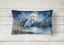 Blue Heron Under the Moonlight Throw Pillow