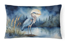 Blue Heron Under the Moonlight Throw Pillow